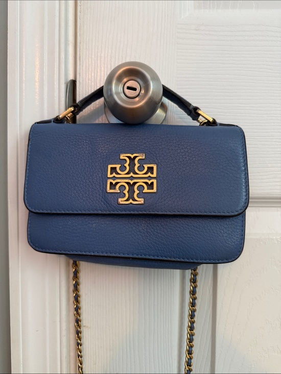 Tory Burch Handbags - Authentic Tory Burch Blue Leather Britton Top-Handle Crossbody